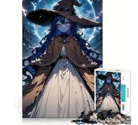 Puzzle per adulti da 1000 pezzi con strega dai capelli blu,disegno dai contorni netti,gioco divertente per la concentrazione,momento di relax,regalo di Natale 38x52cm