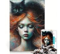 Puzzle per adulti da 1000 pezzi con strega e famiglio antistress ideale per l'interazione genitore-figlio compleanni e altre occasioni 38x52cm