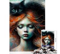 Puzzle per adulti da 1000 pezzi con strega e famiglio gioco impossibile regalo di compleanno vacanza a casa per passare il tempo (38x26cm)