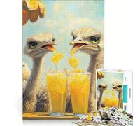Puzzle per adulti da 1000 pezzi con struzzi che si godono una limonata ideale per rilassarsi passare il tempo durante le vacanze un regalo perfetto per gli appassionati di videogiochi 38x26cm