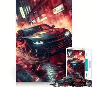 Puzzle per adulti da 1000 pezzi con supercar nera,rossa e neon,dai bordi puliti,gioco di costruzione che favorisce la concentrazione,divertimento a ritmo lento,regalo di Natale per il tempo libero