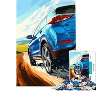 Puzzle per adulti da 1000 pezzi con SUV blu su strada tortuosa gioco educativo e stimolante ideale per il relax e il miglioramento della memoria perfetto come regalo di compleanno (dimensioni 38x52cm)