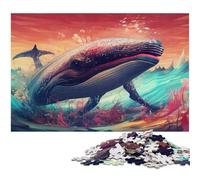 Puzzle per adulti da 1000 pezzi con taglio di precisione raffigurante una balena colorata ideale come regalo per tutta la famiglia (dimensioni 38x26 cm)