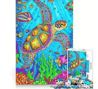 Puzzle per adulti da 1000 pezzi con tartaruga ad acquerello gioco pratico attività divertenti da fare a casa ottimo regalo per gli appassionati di videogiochi 38x26cm