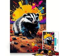 Puzzle per adulti da 1000 pezzi con tasso al tramonto nel deserto,disegno a taglio liscio,gioco per l'allenamento mentale,divertimento per il tempo libero,regalo di compleanno (38x52cm)