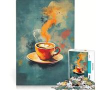 Puzzle per adulti da 1000 pezzi con tazza da caffè e disegno a cuore, gioco divertente, gara di velocità manuale, collezione d'artista, belle arti 38x26cm