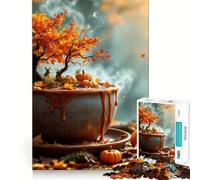 Puzzle per adulti da 1000 pezzi con tazza da tè autunnale,disegno a bordo preciso,gioco di abilità mentale,gioco tranquillo,regalo di compleanno (50x75cm)