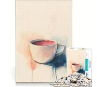 Puzzle per adulti da 1000 pezzi con tazza di caffè ad acquerello gioco rilassante antistress collezione d'artista belle arti 38x26cm