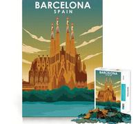 Puzzle per adulti da 1000 pezzi con tema Barcellona,Spagna,viaggi,arte,taglio preciso,divertimento cognitivo,svago,divertimento,Natale,regalo rilassante (38x26cm)