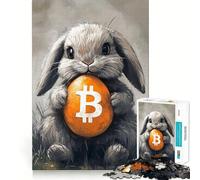 Puzzle per adulti da 1000 pezzi con tema Bitcoin,coniglio,Pasqua e bordo perfetto Gioco cognitivo,regalo,gioco di ozio,attività per compleanno (38x52cm)
