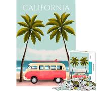 Puzzle per adulti da 1000 pezzi con tema California Beach Van sfida di intelligenza e stimolazione mentale Gioco divertente e coinvolgente ideale come regalo per donne (dimensioni 38x26cm)