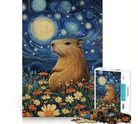 Puzzle per adulti da 1000 pezzi con tema "Capibara Notte Stellata",divertente meme,gioco di precisione,giocattolo per stimolare la mente,gioco libero,regalo di compleanno (50x75cm)