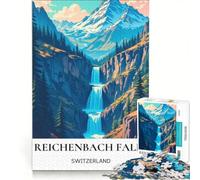 Puzzle per adulti da 1000 pezzi con tema "Cascate di Reichenbach", viaggio, stimola la memoria e la mente Un fantastico regalo per gli amanti dei giochi 50x75cm