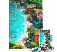 Puzzle per adulti da 1000 pezzi con tema città costiera e Mar dei Caraibi Gioco interattivo sfida impegnativa ideale come regalo per tutta la famiglia (dimensioni 38x26cm)