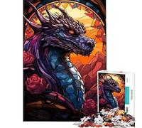Puzzle per adulti da 1000 pezzi con tema fantasy rosa tramonto e drago ideale per compleanni e Natale Gioco di precisione con taglio manuale adatto a partire dai 14 anni (38x52cm)