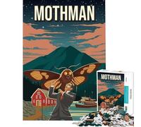 Puzzle per adulti da 1000 pezzi con tema Mothman criptide viaggio mostro poster arte gioco per famiglie giocattolo educativo ottimo regalo per chi ama giocare e migliorare la memoria (50x75cm)