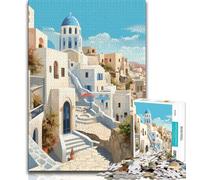 Puzzle per adulti da 1000 pezzi con tema Santorini, Grecia, da viaggio, gioco stimolante e per tutta la famiglia, ideale come regalo per tutta la famiglia, 50x75cm