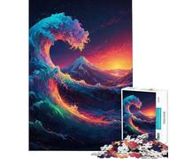 Puzzle per adulti da 1000 pezzi con tema surf prismatico e grandi onde gioco educativo e stimolante per l'intelletto ideale come regalo Sfida impegnativa (dimensioni 38x52cm)