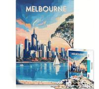 Puzzle per adulti da 1000 pezzi con tema turismo di Melbourne, giocattolo educativo, livello di difficoltà difficile, con Babbo Natale 50x75cm