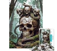 Puzzle per adulti da 1000 pezzi con teschi e tre elementi del bosco Giocattolo fai da te per adulti un'opera d'arte compleanno e Natale (dimensioni 50x75cm)