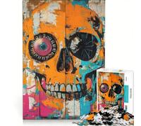 Puzzle per adulti da 1000 pezzi con teschio arancione e arte urbana ideale per rilassarsi passare il tempo durante le vacanze un regalo perfetto per gli appassionati di videogiochi 50x75cm