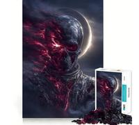 Puzzle per adulti da 1000 pezzi con teschio astronauta e energia rossa,perfetto per incastri,logica artistica,gioco di abilità,gioco lento,regalo di Natale rilassante (50x75cm)