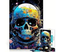 Puzzle per adulti da 1000 pezzi con teschio astronauta nello spazio,decorazione pulita e compatta,gioco stimolante per la mente,ideale per momenti di relax,regalo di compleanno (38x26cm)