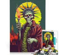 Puzzle per adulti da 1000 pezzi con teschio della Statua della Libertà gioco per famiglie difficile e stimolante compleanno e Natale 38x52cm