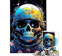 Puzzle per adulti da 1000 pezzi con teschio di astronauta nello spazio arte per ragazzi puzzle per famiglie divertente e spiritoso regalo di compleanno e unico (dimensioni 50x75cm)