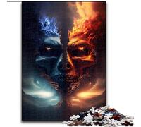 Puzzle per adulti da 1000 pezzi con teschio di ghiaccio e fuoco Realizzato in cartone, sviluppa la coordinazione occhio-mano, perfetto come regalo di compleanno 1000 pezzi(26x38cm)