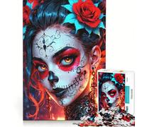Puzzle per adulti da 1000 pezzi con teschio di zucchero e Caterina gioco rompicapo per divertimento in famiglia da aggiungere alla lista dei desideri con Babbo Natale 38x52cm