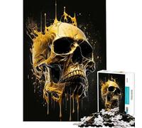 Puzzle per adulti da 1000 pezzi con teschio dorato che cade Divertimento assicurato per la casa perfetto come decorazione Gioco impossibile per maggiori di 14 anni 38x52cm