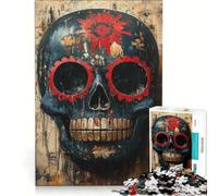 Puzzle per adulti da 1000 pezzi con teschio e maschera del Giorno dei Morti, gioco educativo, decorazione per la casa, per rafforzare l'amore tra le coppie 50x75cm