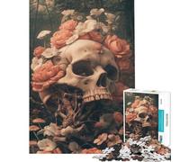 Puzzle per adulti da 1000 pezzi con teschio floreale stimolante per l'esercizio mentale regalo antistress per donne dai 14 anni in su (50x75cm)