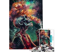 Puzzle per adulti da 1000 pezzi con teschio fumé giochi rilassanti sfida per l'intelligenza e la mente giocattoli che creano dipendenza un'ottima idea regalo attività per tutta la famiglia (38x52cm)