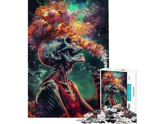 Puzzle per adulti da 1000 pezzi con teschio fumé giochi rilassanti sfida per l'intelligenza e la mente giocattoli che creano dipendenza un'ottima idea regalo attività per tutta la famiglia (38x52cm)