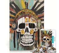 Puzzle per adulti da 1000 pezzi con teschio in stile Basquiat, gioco interattivo, difficile e stimolante, collezione d'artista, belle arti 38x52cm