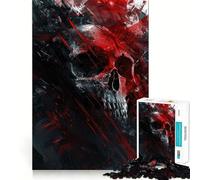 Puzzle per adulti da 1000 pezzi con teschio insanguinato e bordi netti,gioco di costruzione che favorisce la concentrazione,divertimento a ritmo lento,regalo di Natale per il tempo libero 38x26cm