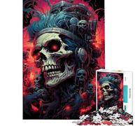 Puzzle per adulti da 1000 pezzi con teschio maledetto in stile punk gioco pratico per adulti taglio di precisione regalo di compleanno e unico (dimensioni 38x26cm)