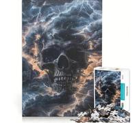 Puzzle per adulti da 1000 pezzi con teschio nero e fulmine, gioco pratico, divertente e spiritoso, ideale come decorazione da scrivania 38x26cm