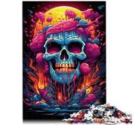 Puzzle per adulti da 1000 pezzi con teschio psichedelico, giocattolo educativo per alleviare lo stress, migliorare la memoria per adolescenti dai 14 anni in su, 26 x 38 cm