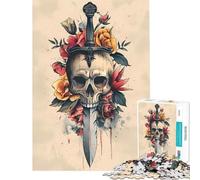 Puzzle per adulti da 1000 pezzi con teschio spada e fiori Gioco impossibile che stimola l'intelligenza e crea dipendenza Regalo di compleanno per divertimento in famiglia (dimensioni 75x50cm)