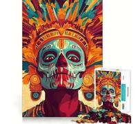 Puzzle per adulti da 1000 pezzi con teschio tribale, pittura per il viso, giunture lisce, gioco divertente per la concentrazione mentale, gioco casual, regalo di compleanno (38x26cm)