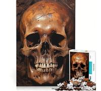 Puzzle per adulti da 1000 pezzi con teschio umano in primo piano, gioco impossibile, difficile, compleanno 38x52cm