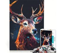 Puzzle per adulti da 1000 pezzi con testa di cervo colorata, gioco rilassante, attività divertenti da fare in casa, per rafforzare l'amore tra le coppie 50x75cm