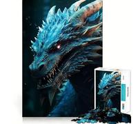 Puzzle per adulti da 1000 pezzi con testa di drago blu,intagli precisi,gioco divertente e stimolante,ideale per momenti di relax,regalo di compleanno o per chi ama gli hobby 50x75cm