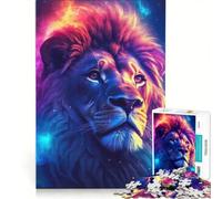 Puzzle per adulti da 1000 pezzi con testa di leone spazio e fiamme ideale per rilassarsi divertirsi a casa e rafforzare l'amore di coppia 50x75cm