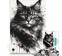 Puzzle per adulti da 1000 pezzi con testa di Maine Coon giocattolo educativo difficile e stimolante per rafforzare l'amore tra le coppie 50x75cm