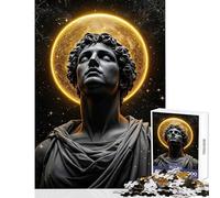Puzzle per adulti da 1000 pezzi con testa di pietra scultura antica con stelle e aureola dorata gioco per famiglie decorazione per la casa giocattolo fai da te per rafforzare l'amore tra le coppie