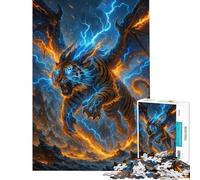 Puzzle per adulti da 1000 pezzi con tigre alata e potere del fulmine Gioco divertente per adulti perfetto come decorazione regalo di Natale o di compleanno (dimensioni 38x52cm)